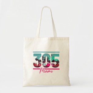 Miami 305 Area Code Florida Palm Trees Pri Tote Bag