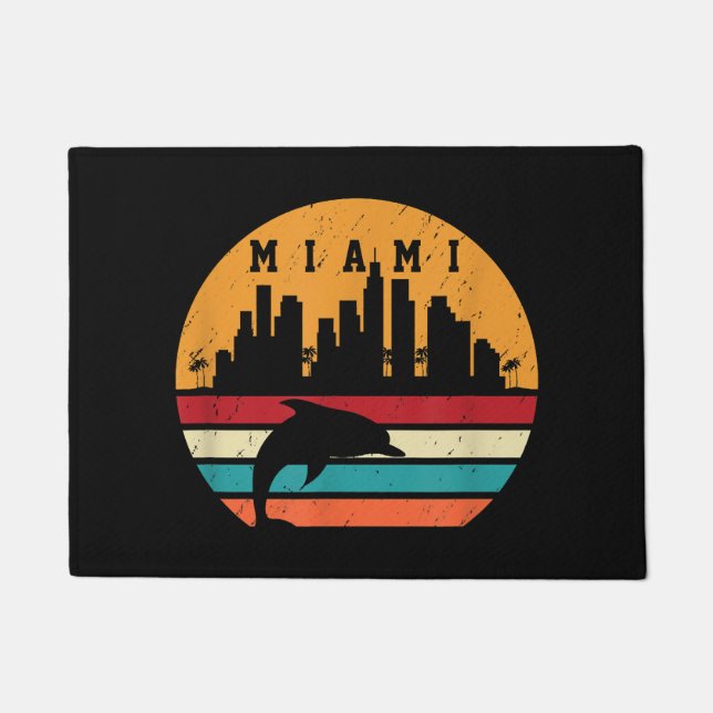  Miami 80s Dolphin Silhouette Souvenir Dolp Deurmat (Voorkant)