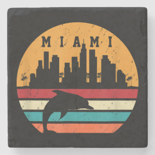 Miami 80s Dolphin Silhouette Souvenir Dolp Stenen Onderzetter