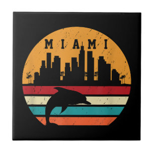 Miami 80s Dolphin Silhouette Souvenir Dolp Tegeltje