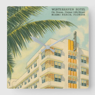 Miami Art Deco Square Wall klok