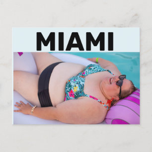 MIAMI BBW BIG BIKINI GIRL OP BEACH Briefkaart