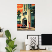 Miami Beach art déco hôtel front airbrush art (Bureau à domicile)