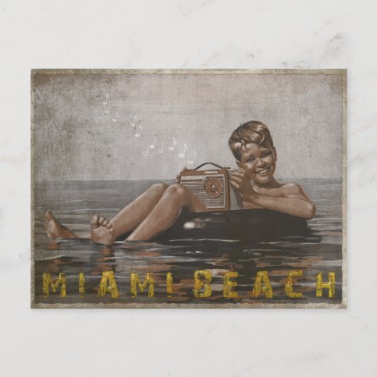 Miami Beach Briefkaart met Cool Guy (Voorkant)