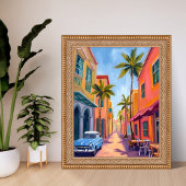 Miami Beach Colorful Street Scene Poster