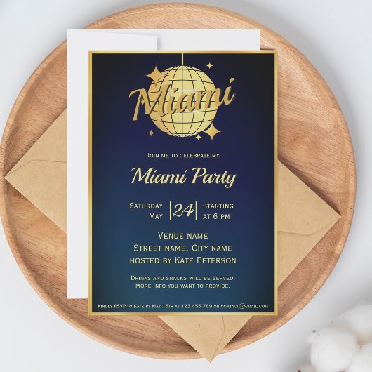 Miami beach disco bal événement Invitation