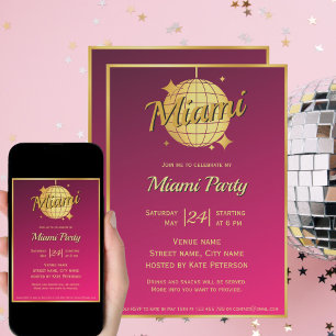 Miami beach disco bal événement Invitation