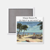 Miami Beach FL Map coördineert stijl Magneet (Voorkant / Achterkant)