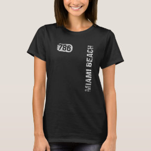Miami Beach Florida 786 Area Code Retro T-shirt