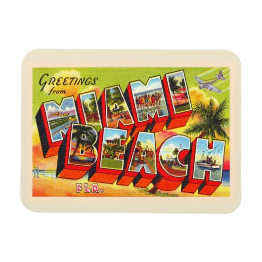 Miami Beach Florida Briefkaart met grote letters Magneet (Horizontaal)