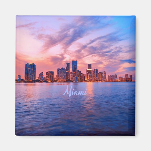 Miami Beach Florida City Skyline Magneet (Voorkant)