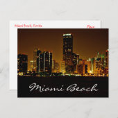 Miami Beach Florida Night Skyline Post Card Briefkaart (Voorkant / Achterkant)