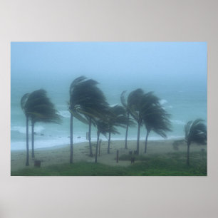 Miami Beach, Florida, orkaanwinden striemen Poster