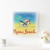 Miami Beach, Florida Palm Wall Clock Vierkante Klok (Huis)