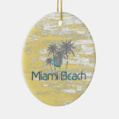 Miami-Beach, Florida, Palms, Grunge Cool Keramisch Ornament (Rechts)