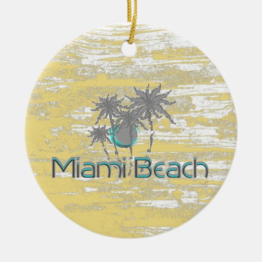 Miami-Beach, Florida, Palms, Grunge Cool Keramisch Ornament (Voorkant)