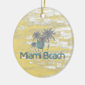 Miami-Beach, Florida, Palms, Grunge Cool Keramisch Ornament (Links)