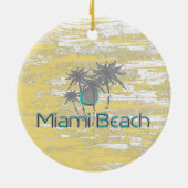 Miami-Beach, Florida, Palms, Grunge Cool Keramisch Ornament (Achterkant)