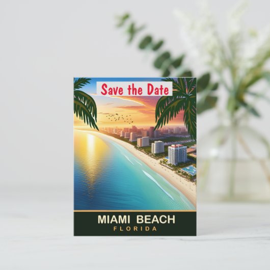 Miami Beach, Florida, Reisbriefkaart, Save The Date (Staand voorkant)