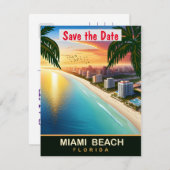 Miami Beach, Florida, Reisbriefkaart, Save The Date (Voorkant / Achterkant)