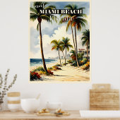 Miami Beach, Florida reisposter Poster (Keuken)