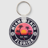 Miami Beach Florida Retro Sunset Souvenirs 60s Sleutelhanger (Achterkant)