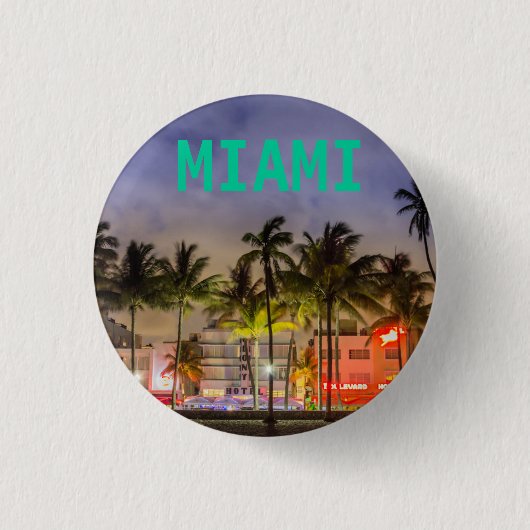MIAMI BEACH FLORIDA RONDE BUTTON 3,2 CM (Voorkant)