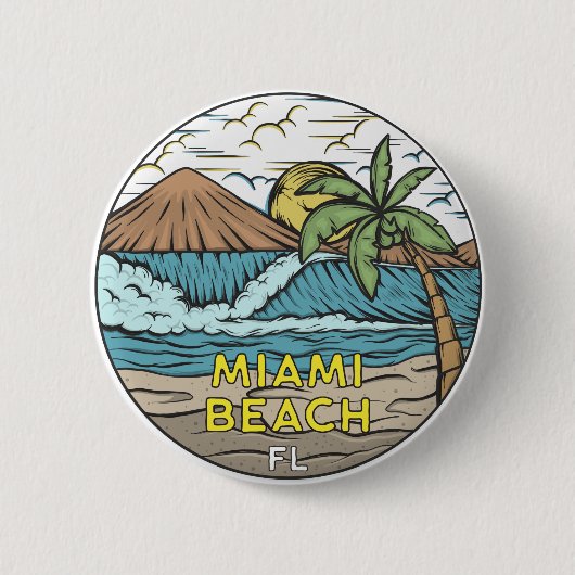 Miami Beach Florida  Ronde Button 5,7 Cm (Voorkant)