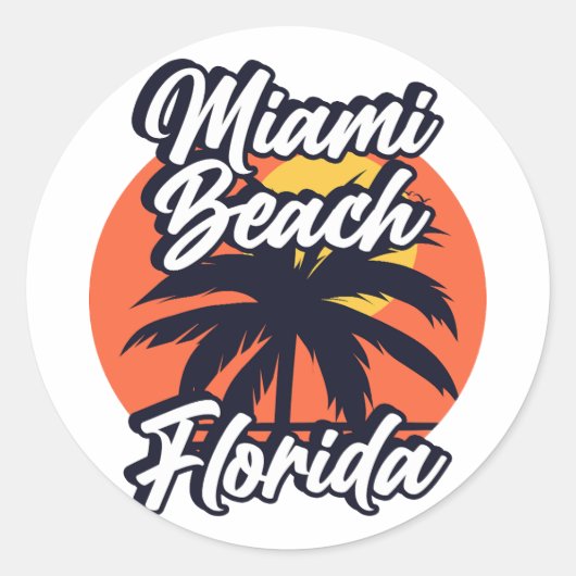 Miami Beach, Florida Ronde Sticker (Voorkant)
