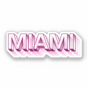 Miami Beach, Florida Roze Bubbel Letter Sticker