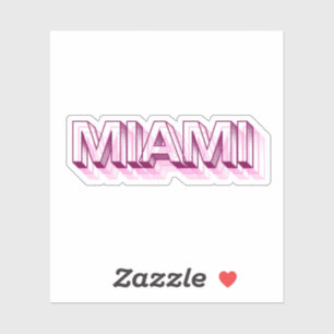 Miami Beach, Florida   Roze Bubbel Letter Sticker