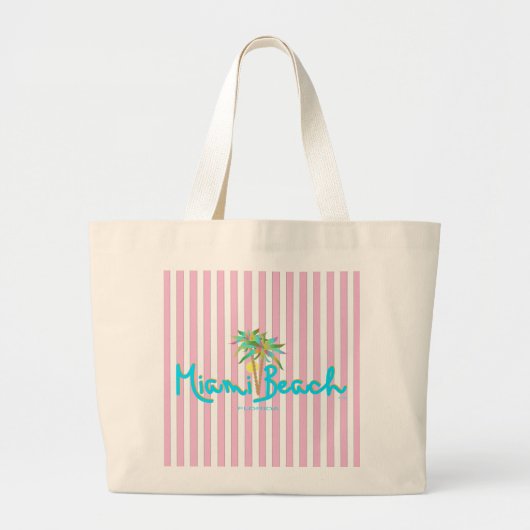 Miami Beach Florida Roze gestripte Canvas tas (Voorkant)