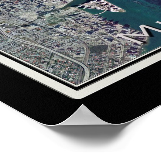 Miami Beach Florida Satellite Map Poster (Hoek)