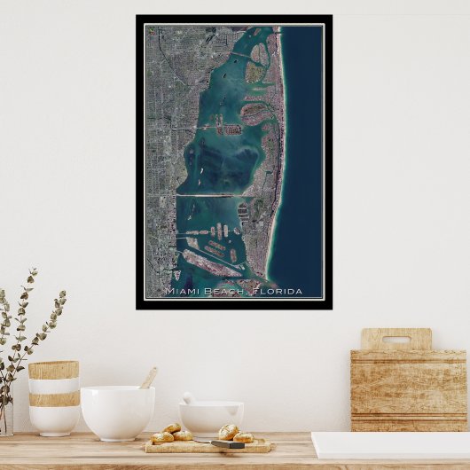 Miami Beach Florida Satellite Map Poster (Keuken)