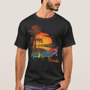 Miami Beach Florida Strand Zomer Palmboom Zonsonde T-shirt