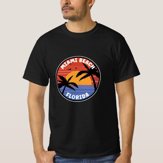 Miami Beach Florida Sunset Paradise T-shirt (Voorkant)