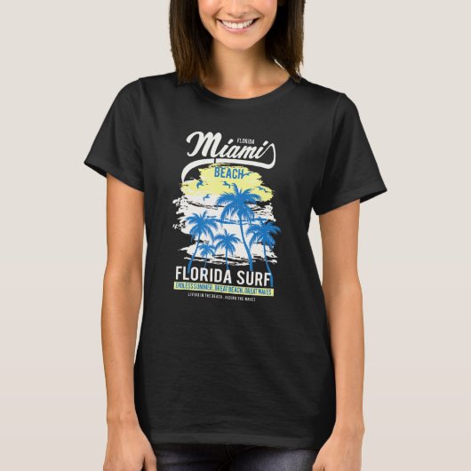 Miami Beach Florida Surf Summer Vacation Waves T-shirt (Voorkant)