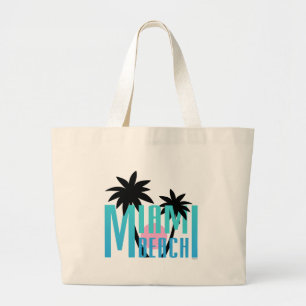 Miami-Beach-Florida-Typografie Grote Tote Bag