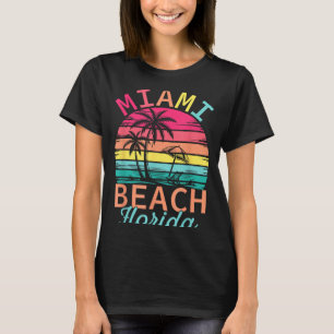 Miami Beach Florida Vintage Zonsondergang Tropisch T-shirt
