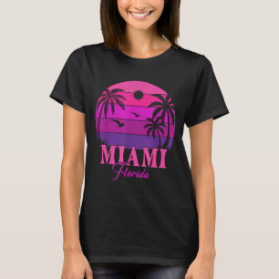 Miami Beach Florida Vintage Zonsondergang Zomer Sf T-shirt
