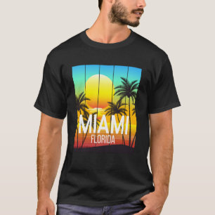 Miami Beach Florida Vintage Zonsondergang Zomer Va T-shirt