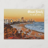 Miami Beach Florida  Waterverf Art Briefkaart (Voorkant)