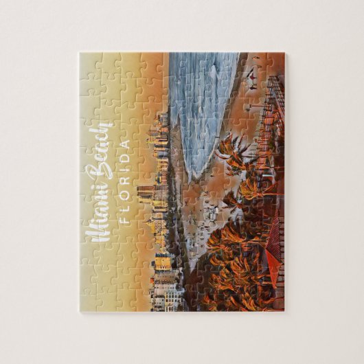 Miami Beach Florida  Waterverf Art Legpuzzel (Verticaal)