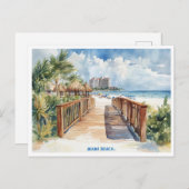 Miami Beach, Florida waterverf schilderen briefkaa Briefkaart (Voorkant / Achterkant)
