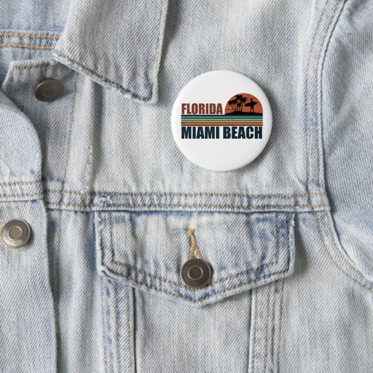 Miami Beach Florida  zonsondergang Ronde Button 5,7 Cm (In situ)