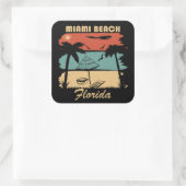 Miami Beach Florida  zonsondergang Vierkante Sticker (Tas)