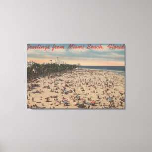 Miami Beach, FloridaGreetings fromMiami, FL Canvas Afdruk
