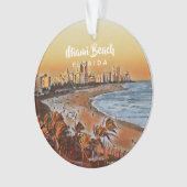 Miami Beach Floride Aquarelle Vintage Art (devant)