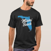 Miami Beach Kaart Florida Script Typografie T-shirt (Voorkant)
