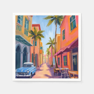 Miami Beach Kleurrijk Straatbeeld Servet